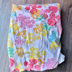 Land of Nod Fitted Crib Sheet Baby Flower‎ Garden Pink Yellow Colorful Bright